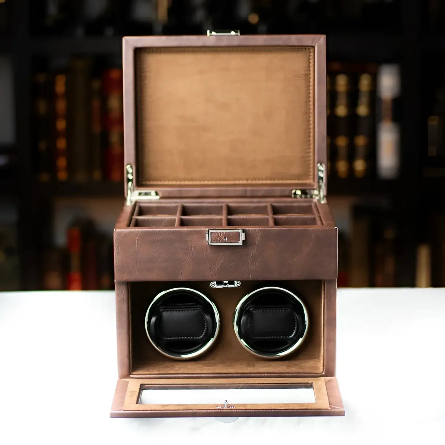 Remontoir Montre Cuir Orion Duo Cognac 2 Slots