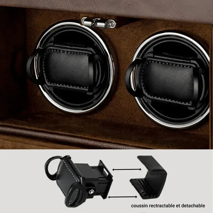 Remontoir Montre Cuir Orion Duo Noir 2 Slots