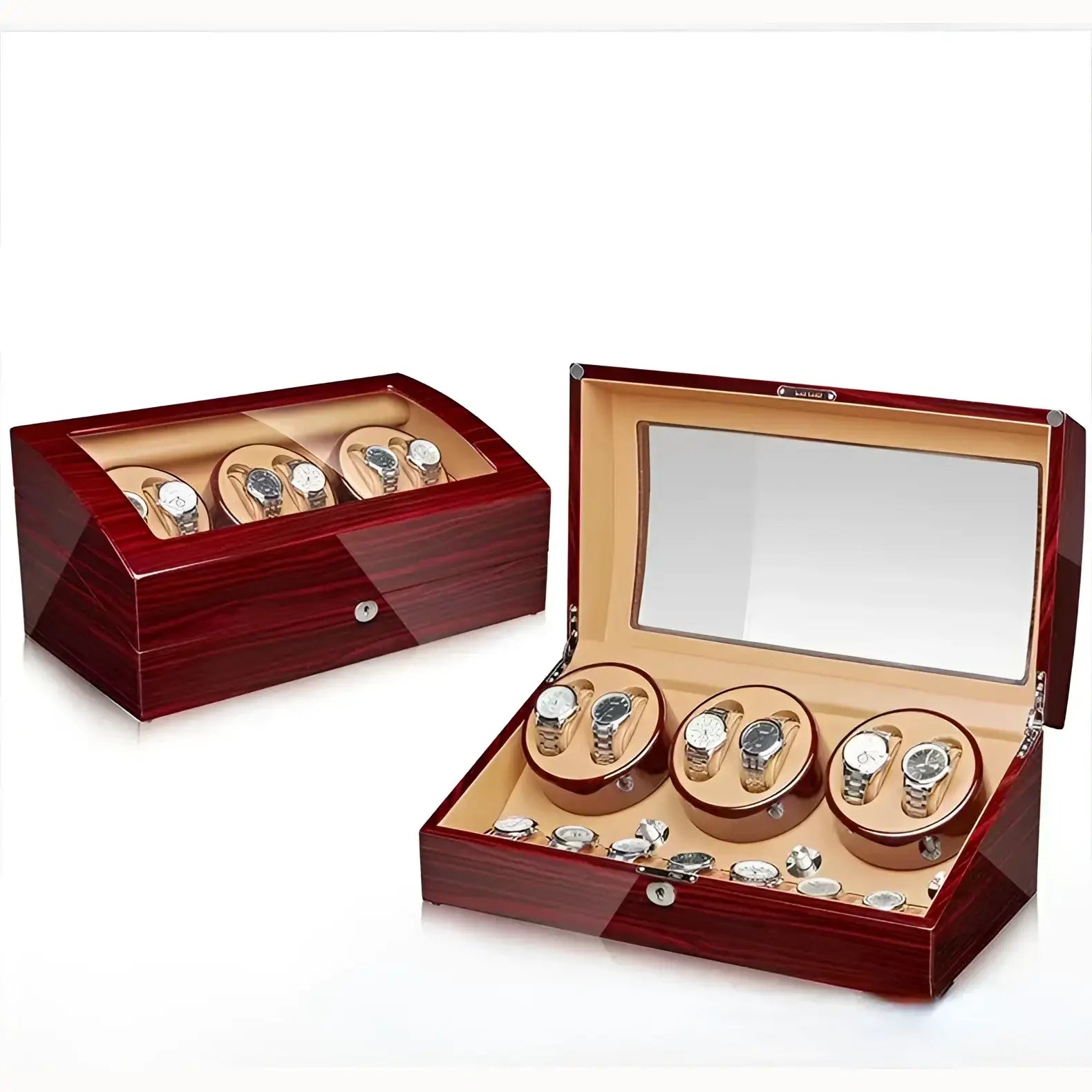 Remontoir Montre Bois Chronos 6 Slots Laqué