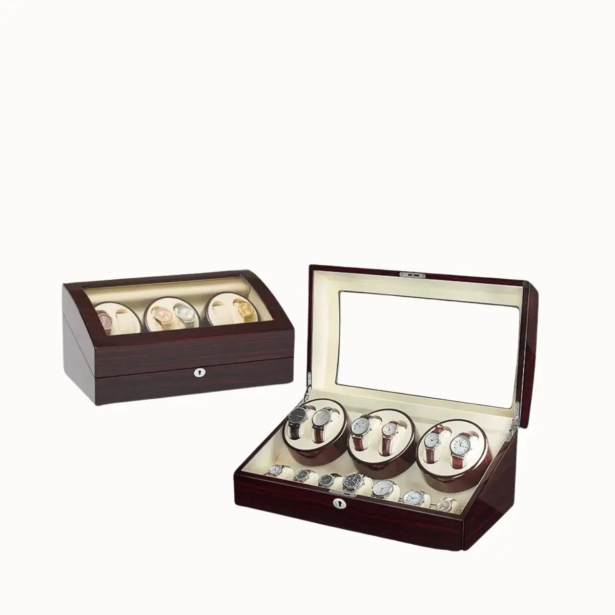 Remontoir Montre Bois Chronos 6 Slots Laqué