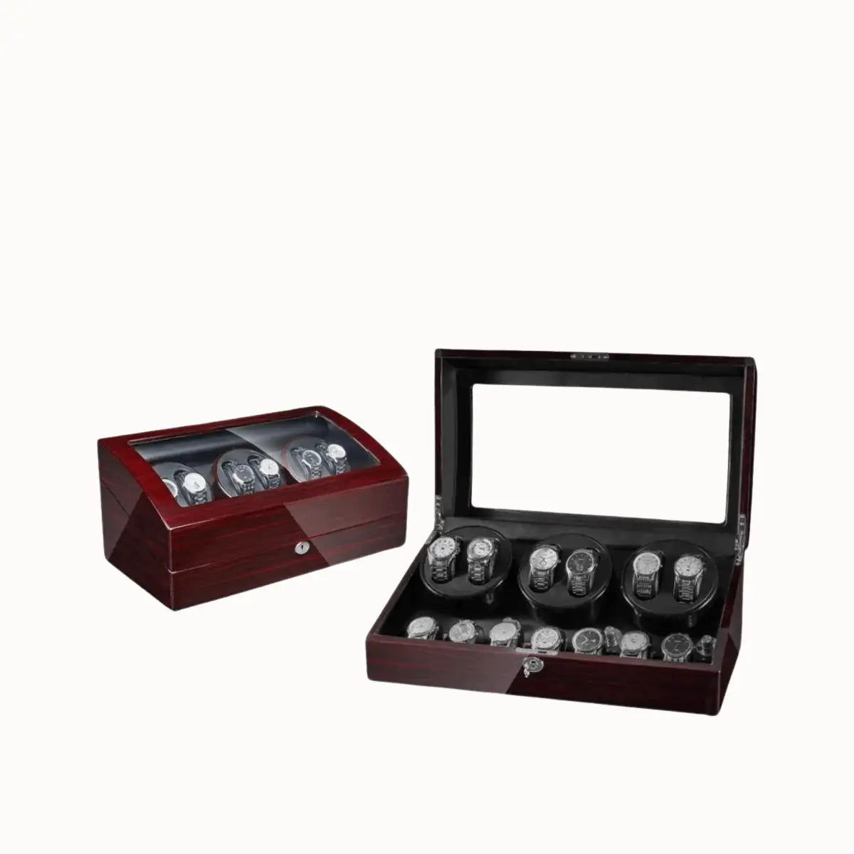 Remontoir Montre Bois Chronos 6 Slots Laqué