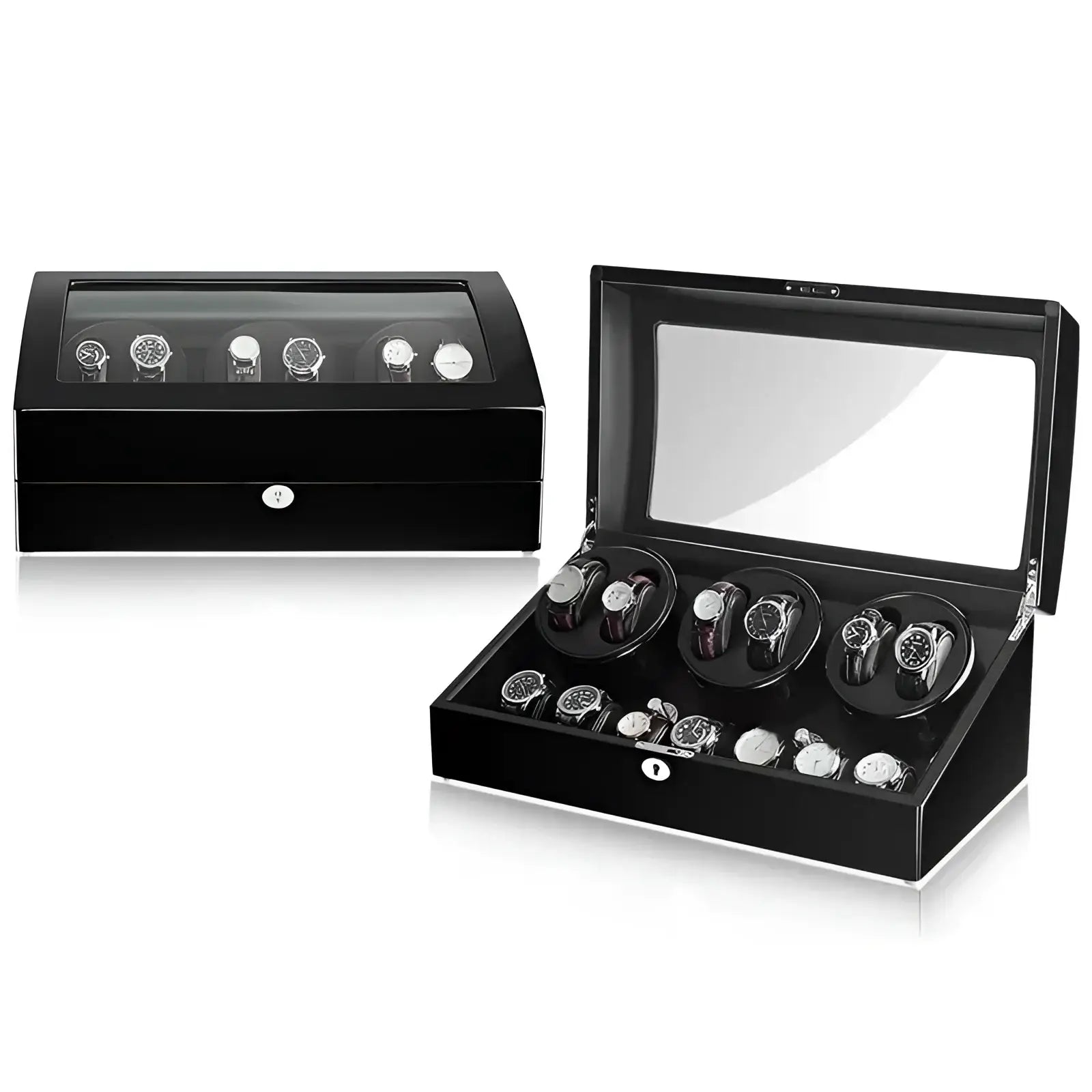 Remontoir Montre Bois Chronos 6 Slots Laqué