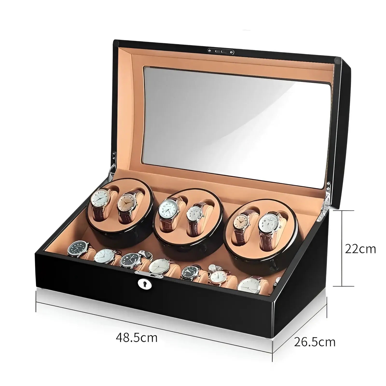 Remontoir Montre Bois Chronos 6 Slots Laqué