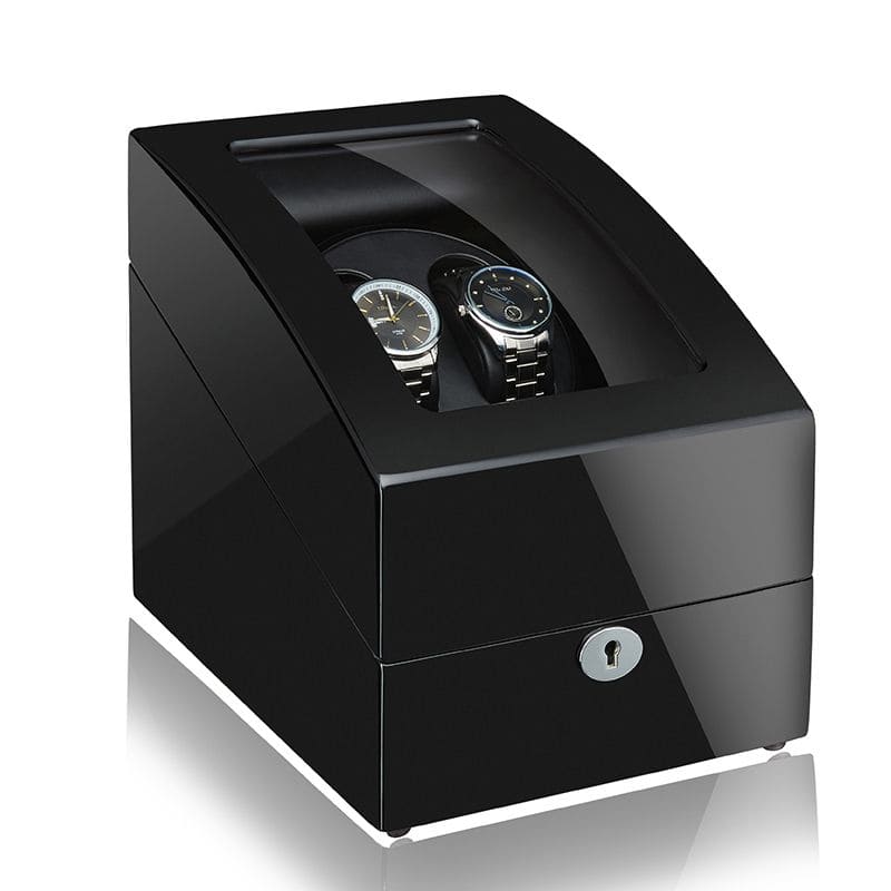 Remontoir Montre Bois PVC Noir 2 Slots Serrure