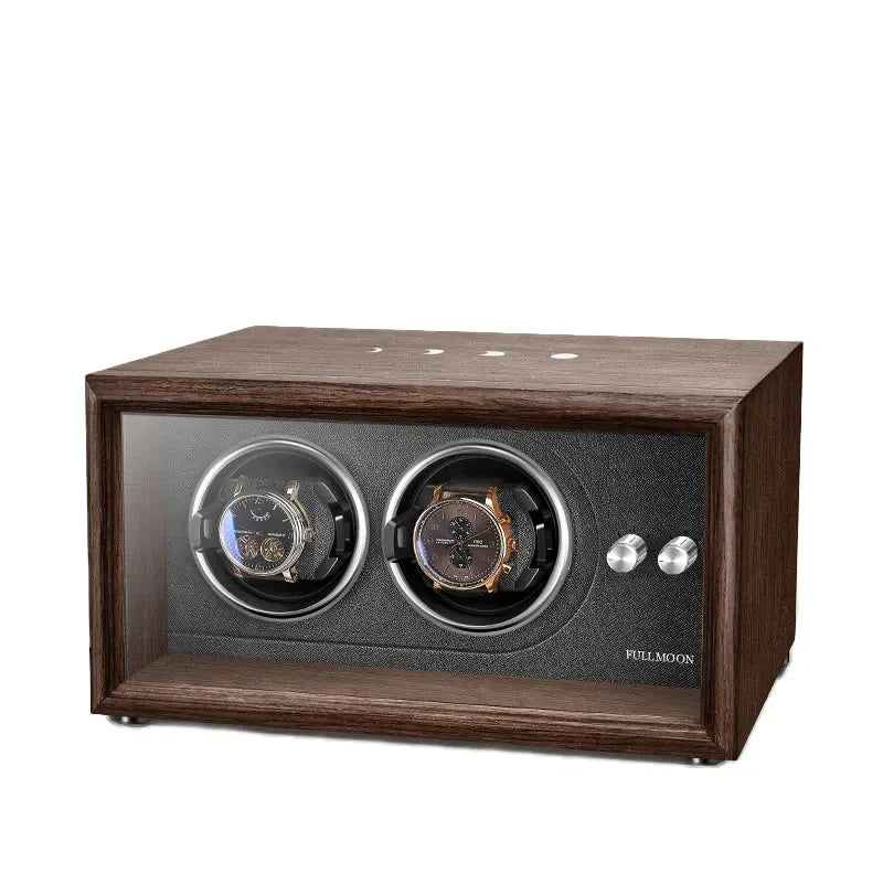 Remontoir Montre Bois Cuir Gris Duo Chêne