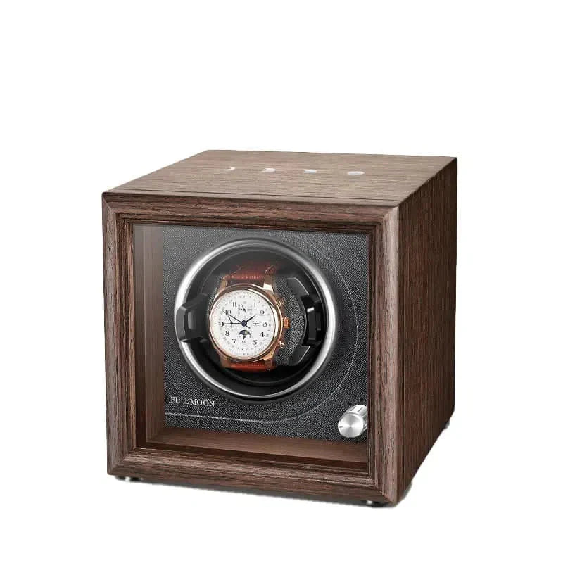 Remontoir Montre Bois Cuir Anthracite Solo