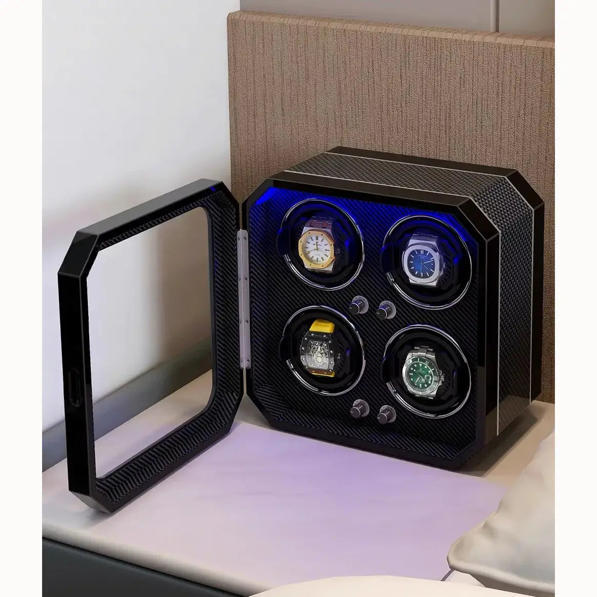 Remontoir Montre Bois Cuir 4 Places