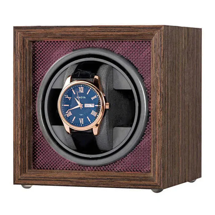 Remontoir Bois Chêne Cube Bordeaux Montre Automatique