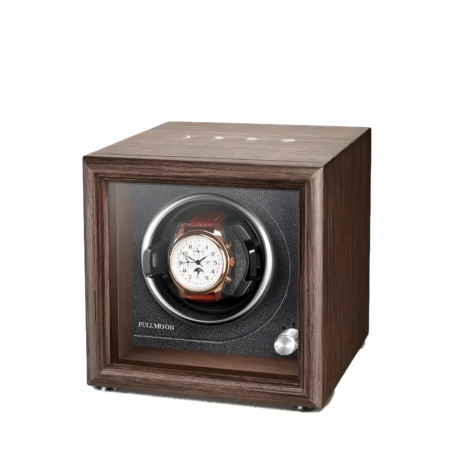 Remontoir Montre Bois Chêne Cuir Anthracite Uno