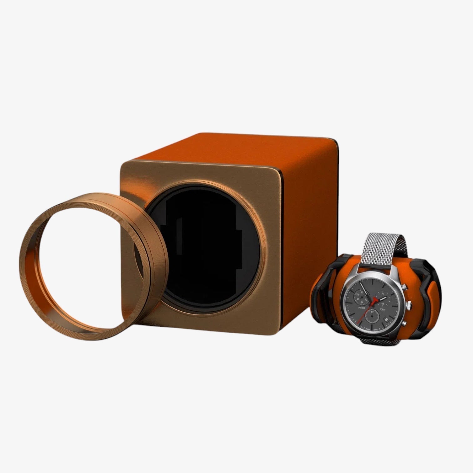 Remontoir Montre Cuir Automatique Noir Mat