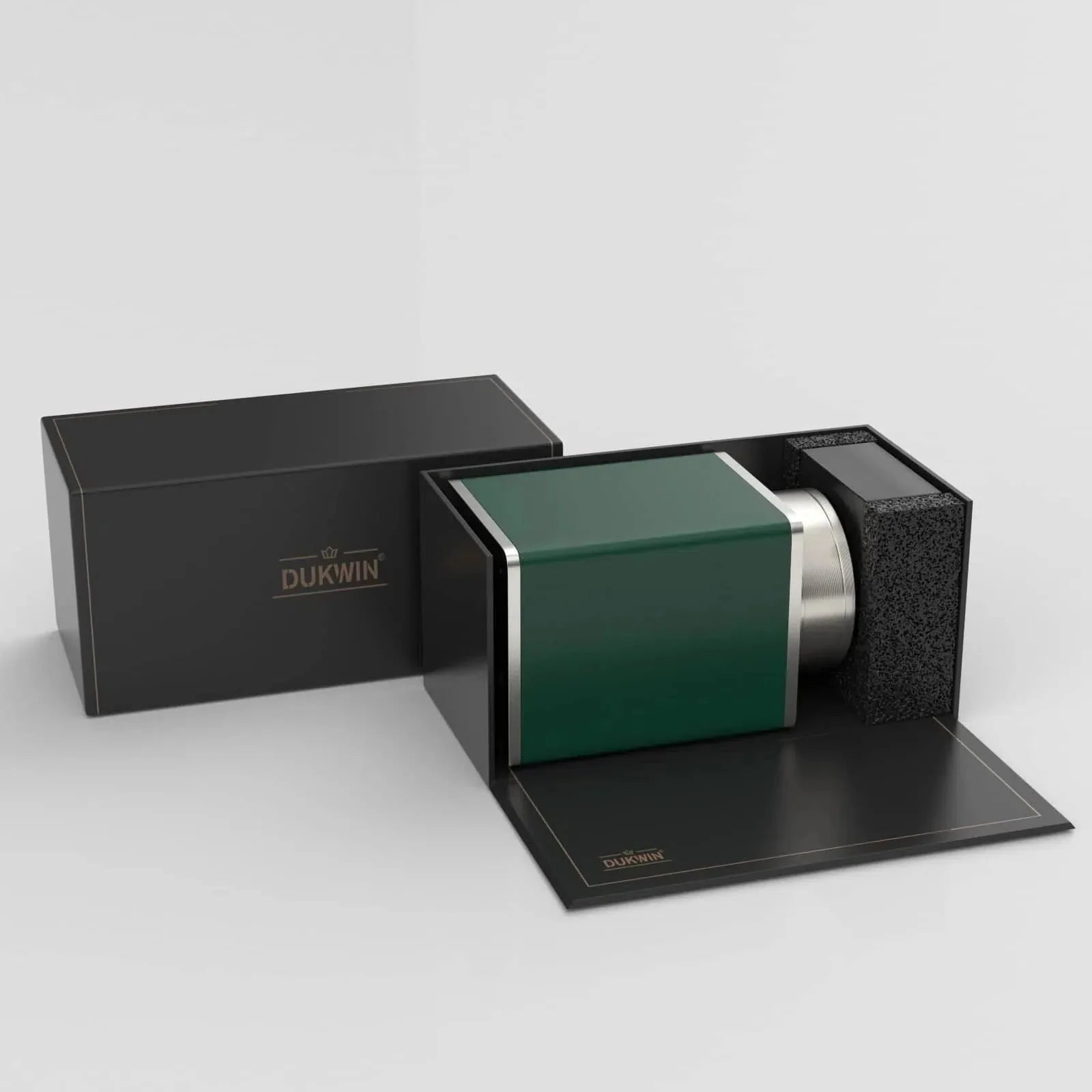 Remontoir Montre Métal Vert Cuir Solo