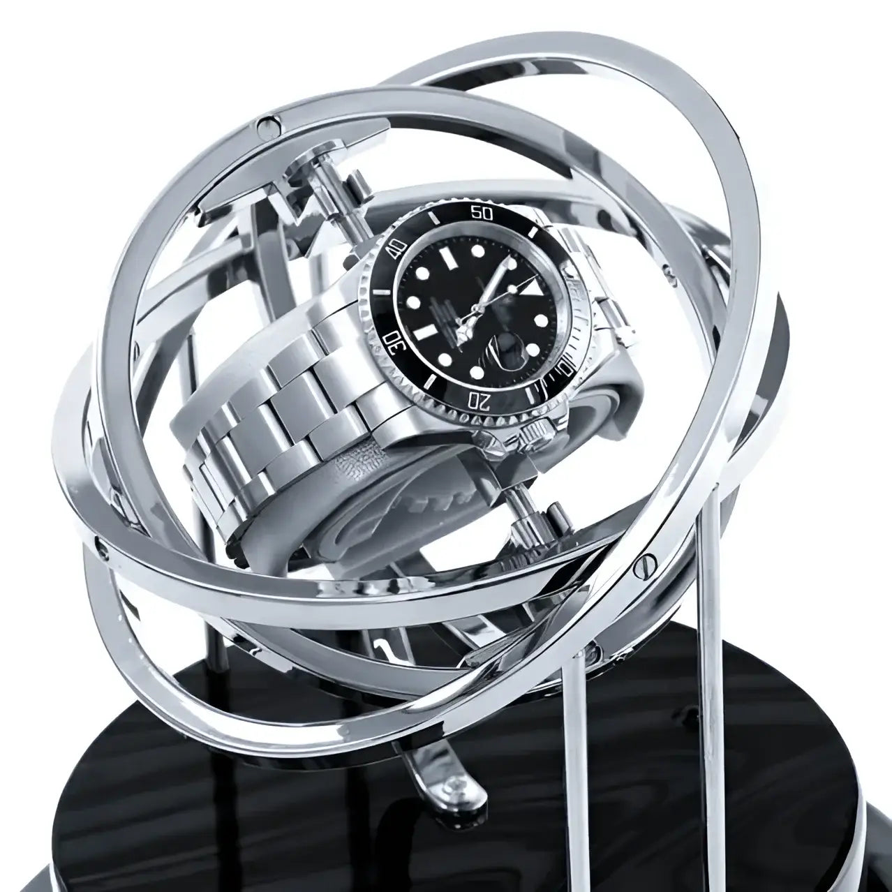 Remontoir Montre Métal Gyroscopique Noir Argent