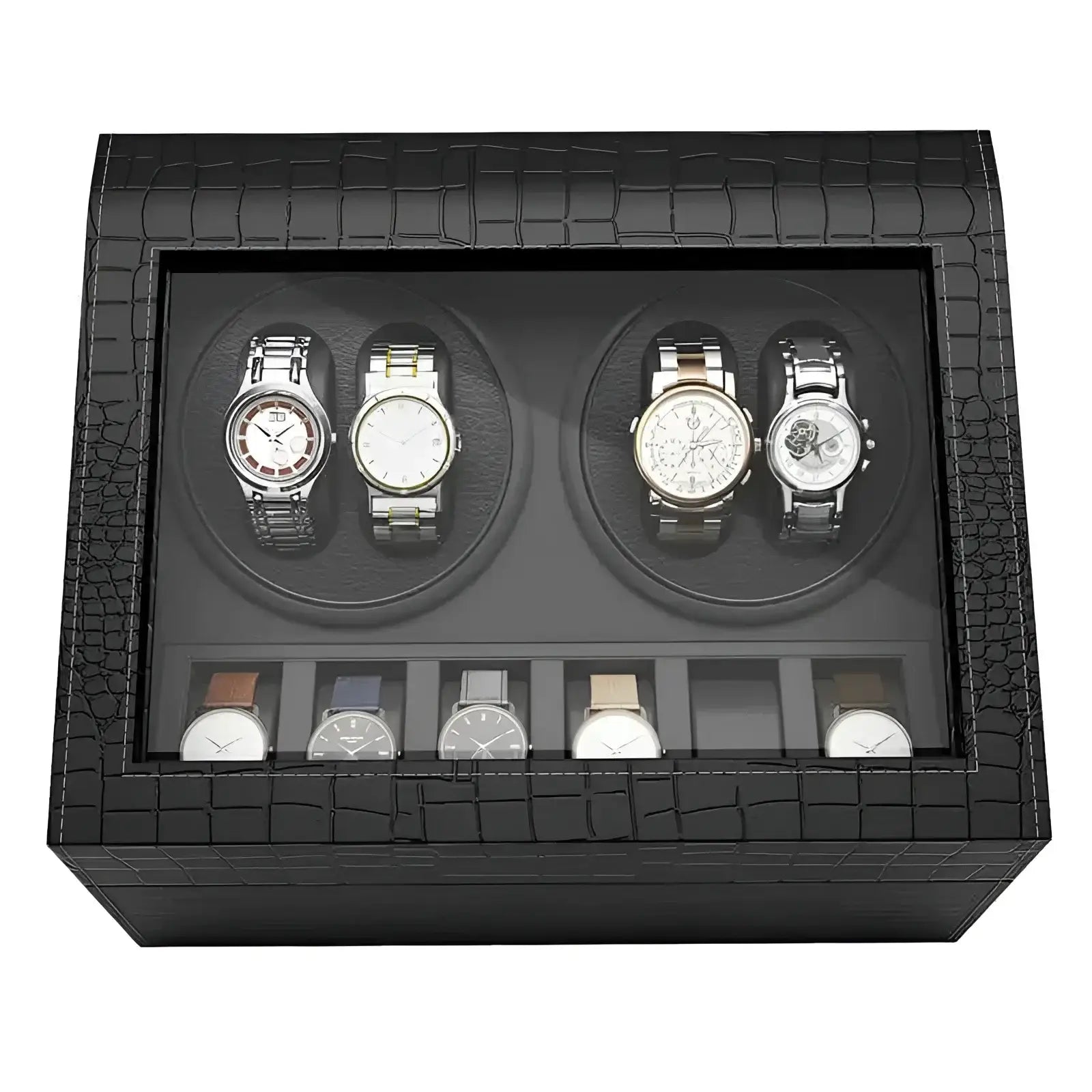 Remontoir Montre Cuir Noir 10 Places