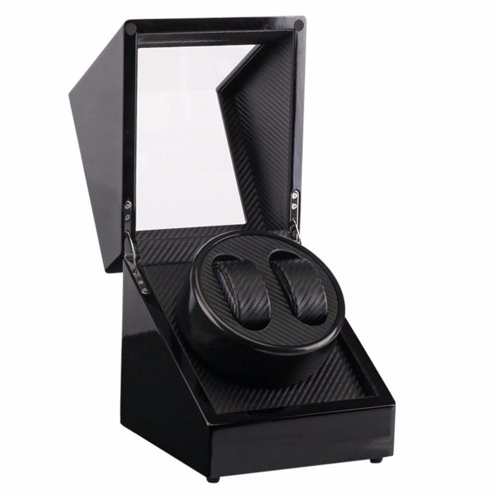 Remontoir Montre Automatique Bois Noir Fibre Carbone 2 Slots