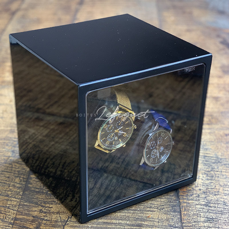 Remontoir Montre Cube Bois 2 Slots