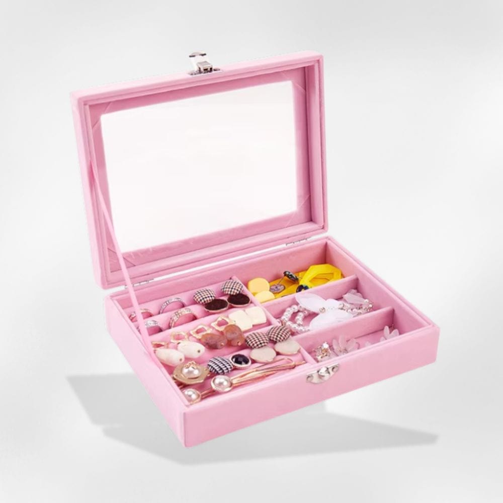 Boîte à Bijoux Velours Rose Bagues 3 emplacements