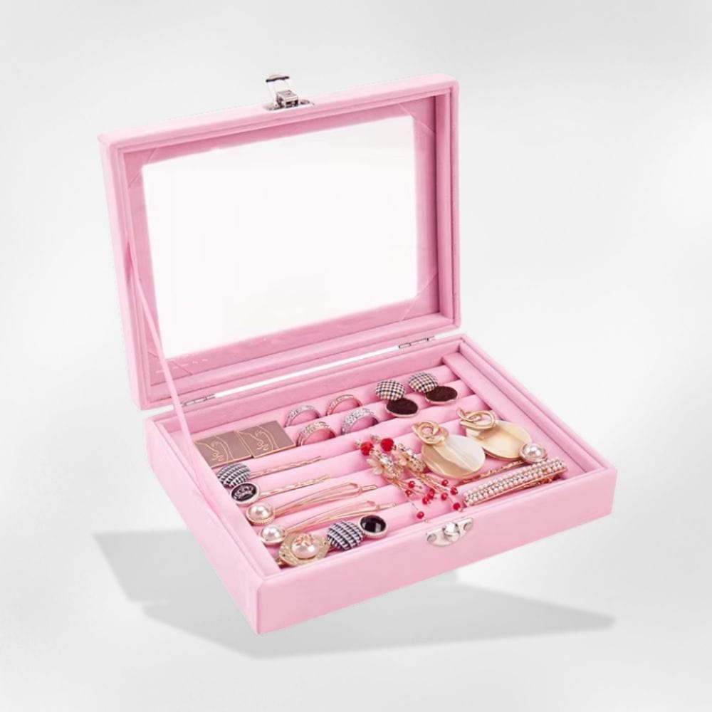 Boîte à Bijoux Velours Rose Bagues
