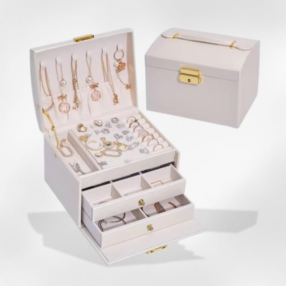 Boîte à Bijoux Cuir Luxueuse Blanc