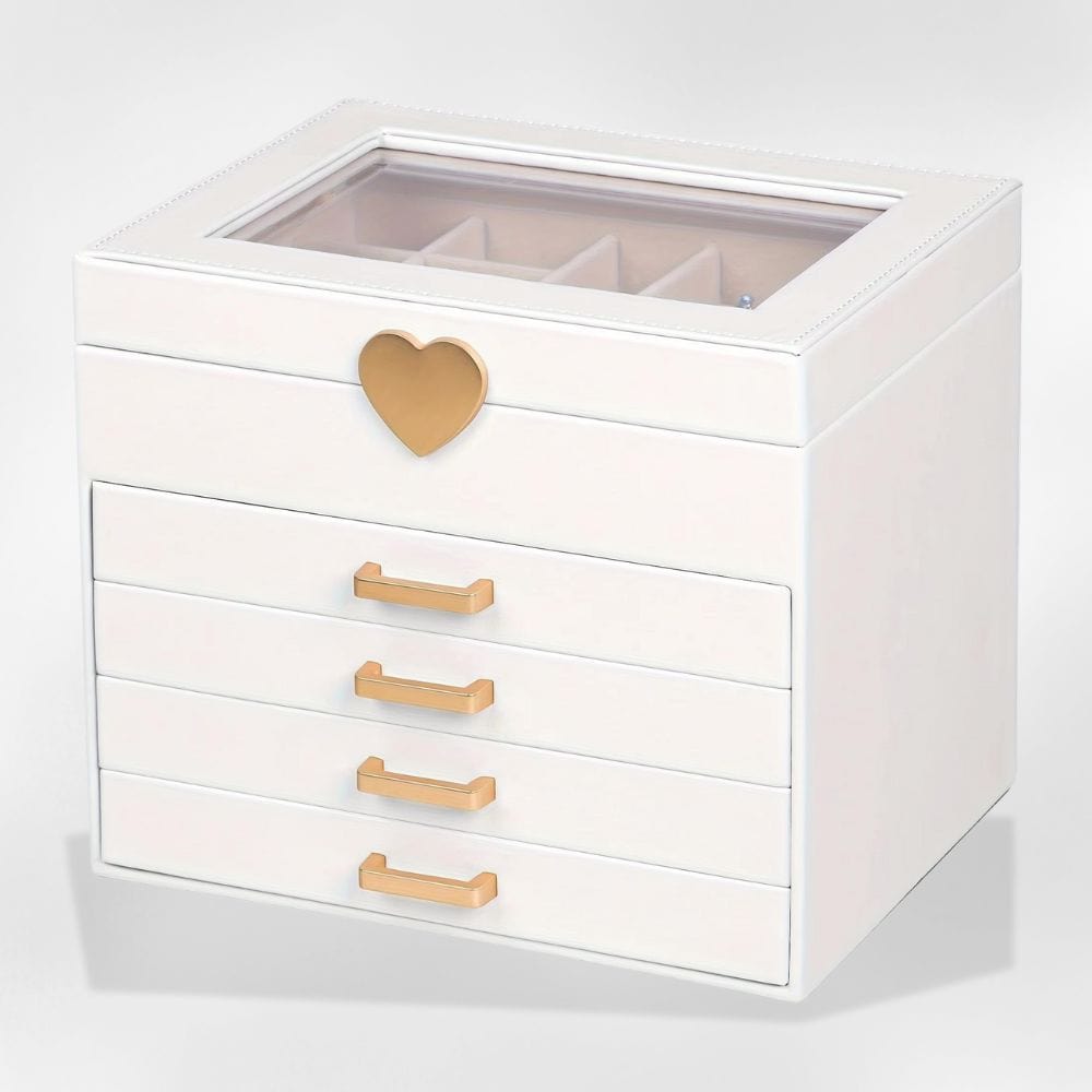 Boîte à Bijoux Bois Moderne 3 Tiroirs Velours