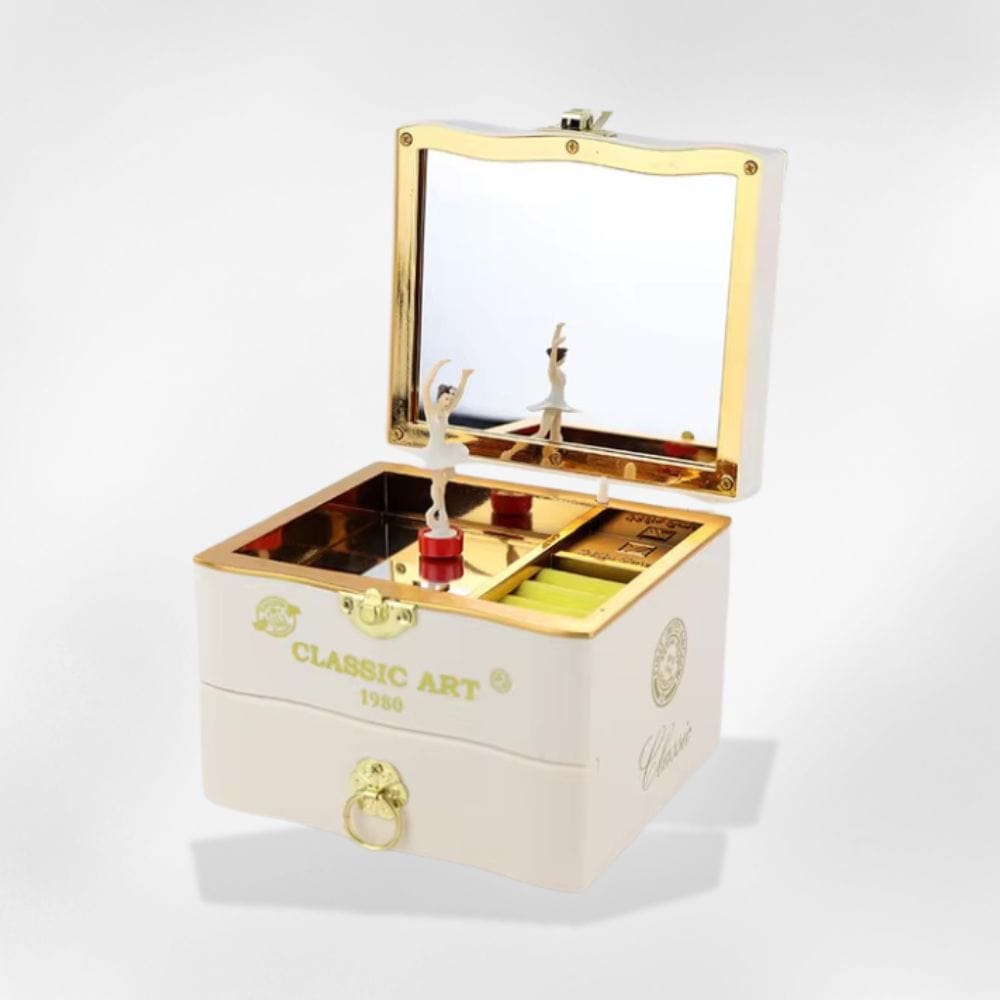 Boîte à Bijoux Bois Musicale Adulte Blanc