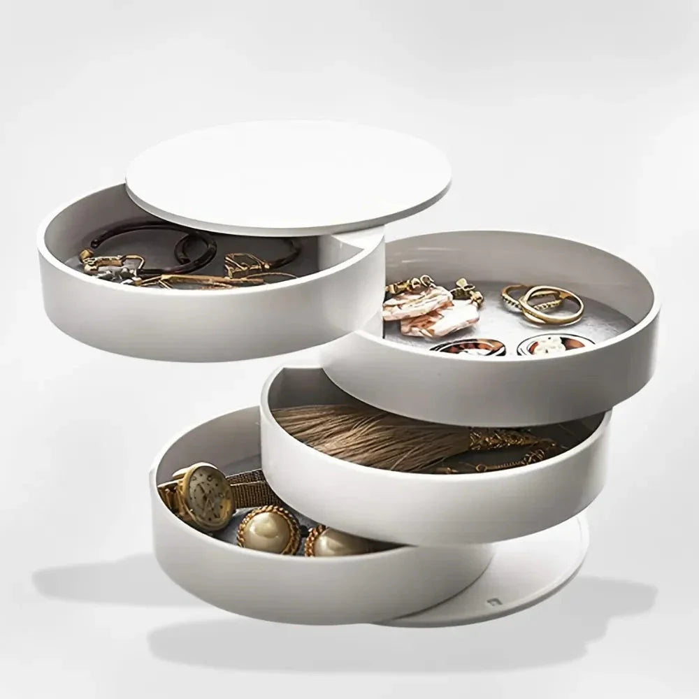 Boîte Rangement Bijoux Velours Pivotants 360 Tiroirs