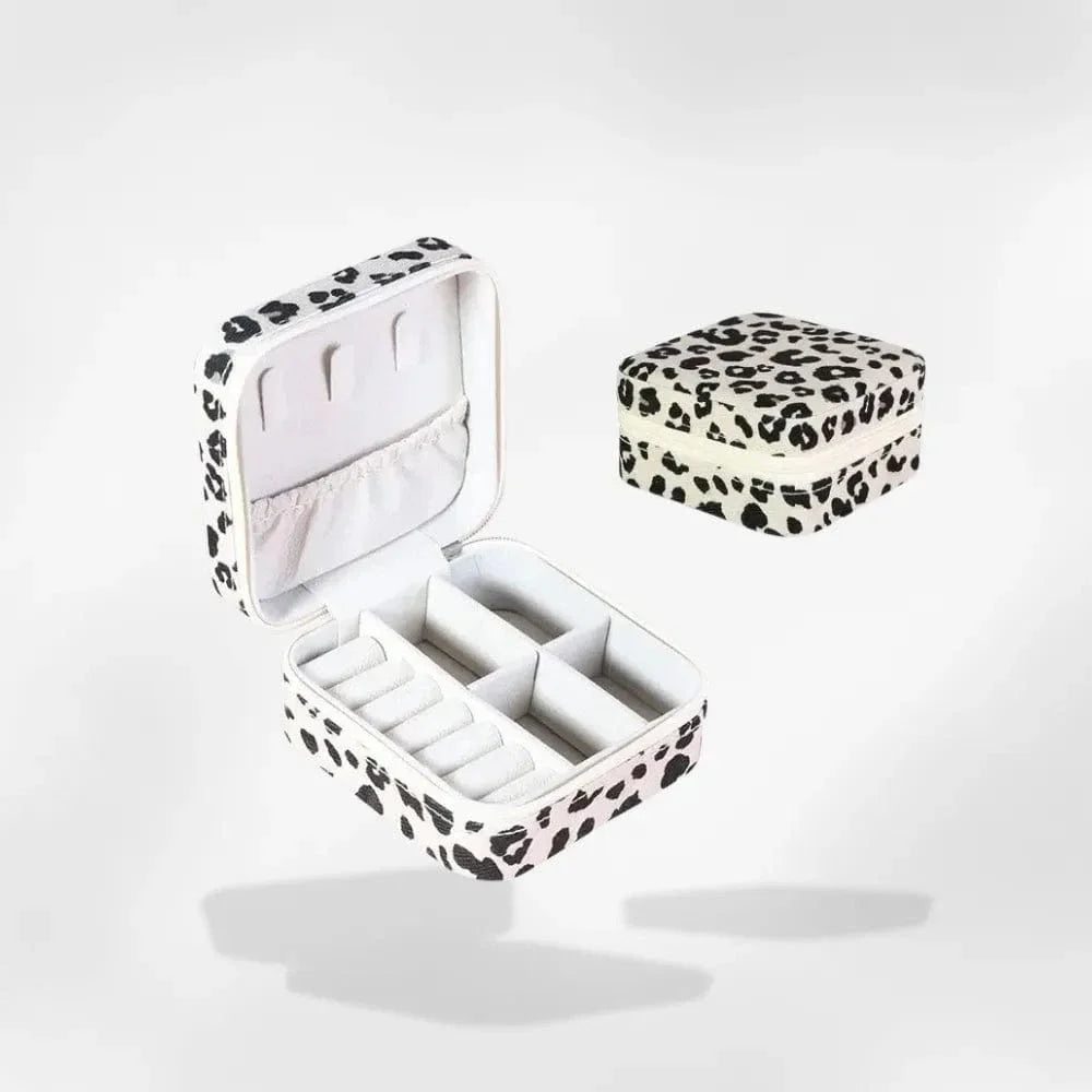 Boîte à Bijoux Léopard Velours Cuir Voyage