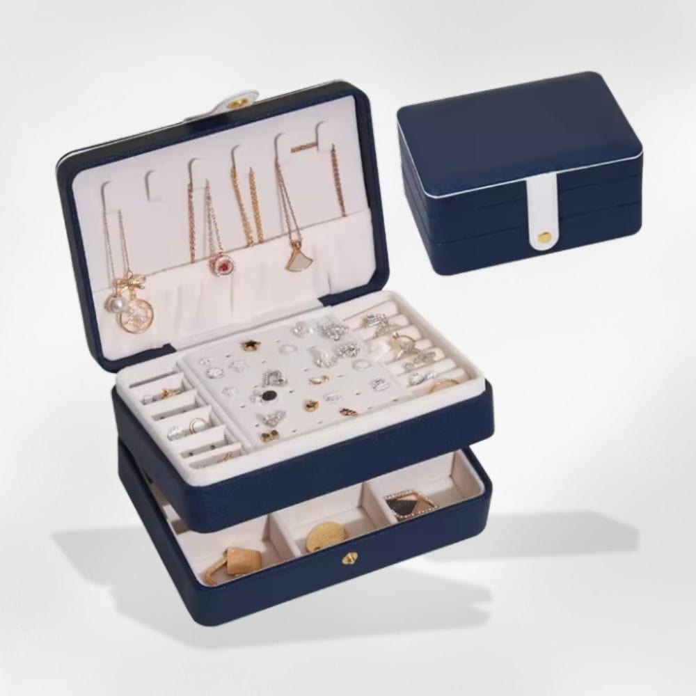 Boîte à Bijoux Cuir Chic Bleu