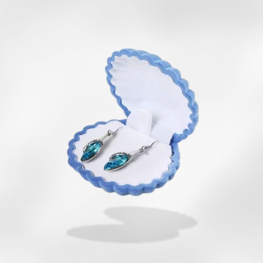 Boîte à Bijoux Velours Coquillage Bleu