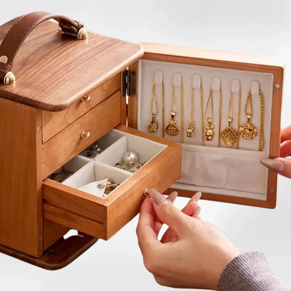 Boîte à Bijoux Bois Luxe 4 Tiroirs Premium