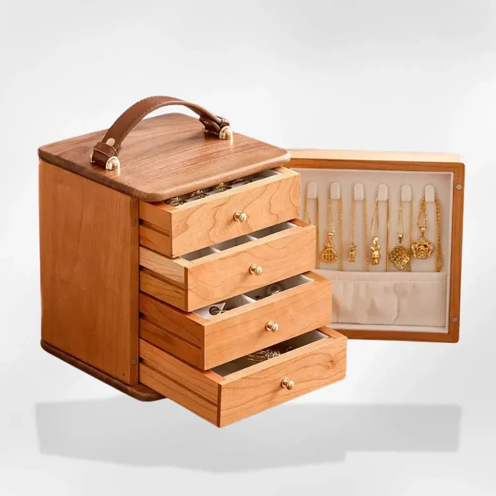 Boîte à Bijoux Bois Luxe 4 Tiroirs Premium