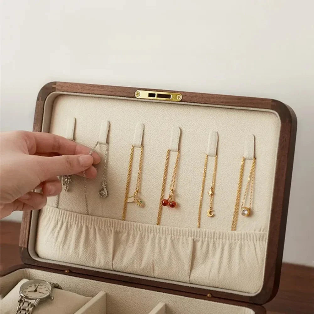 Boîte à Bijoux Bois Massif Clé Miroir
