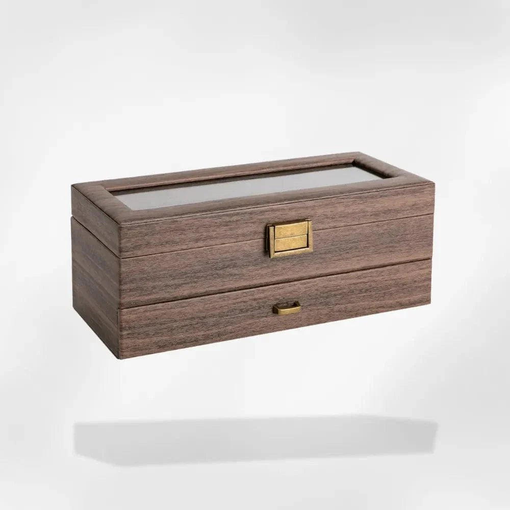 Boîte Montre Bois Massif 6 Compartiments Coffret