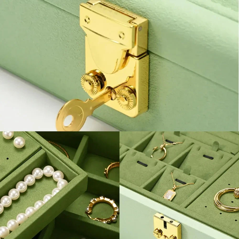 Boîte à Bijoux Cuir Serrure Sécurisée