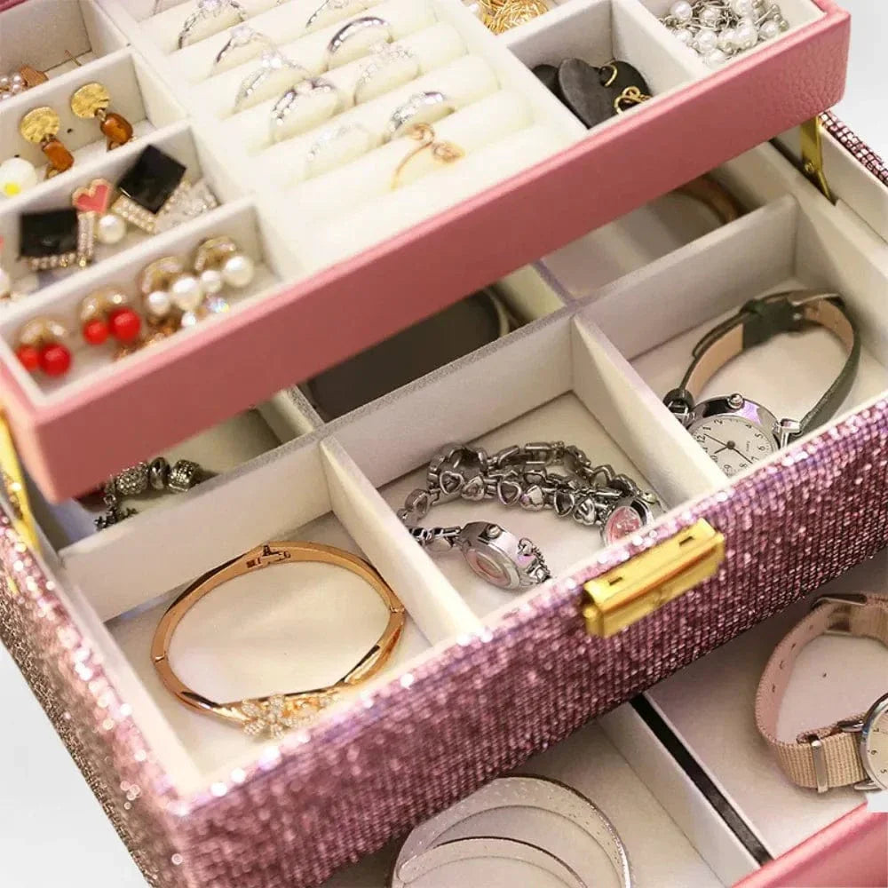 Boîte à Bijoux Femme Luxe Rouge Velours