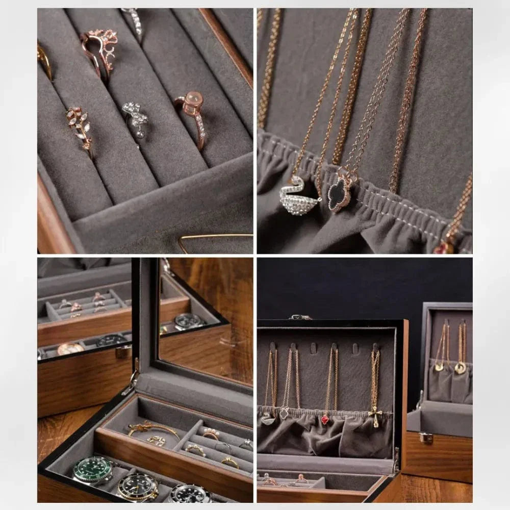 Boîte Montre Bijoux Homme Bois Rétro 4 Places