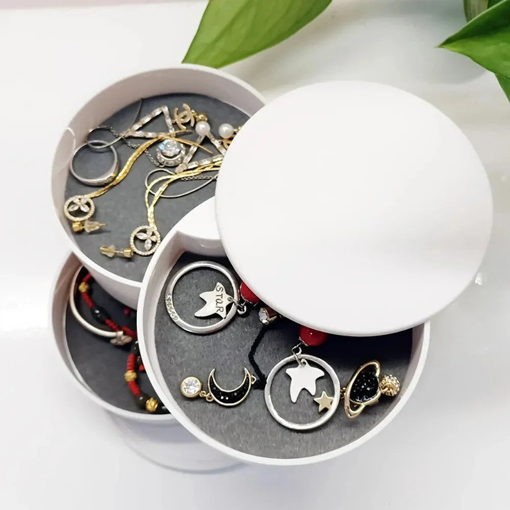 Boîte Rangement Bijoux Velours Pivotants 360 Tiroirs