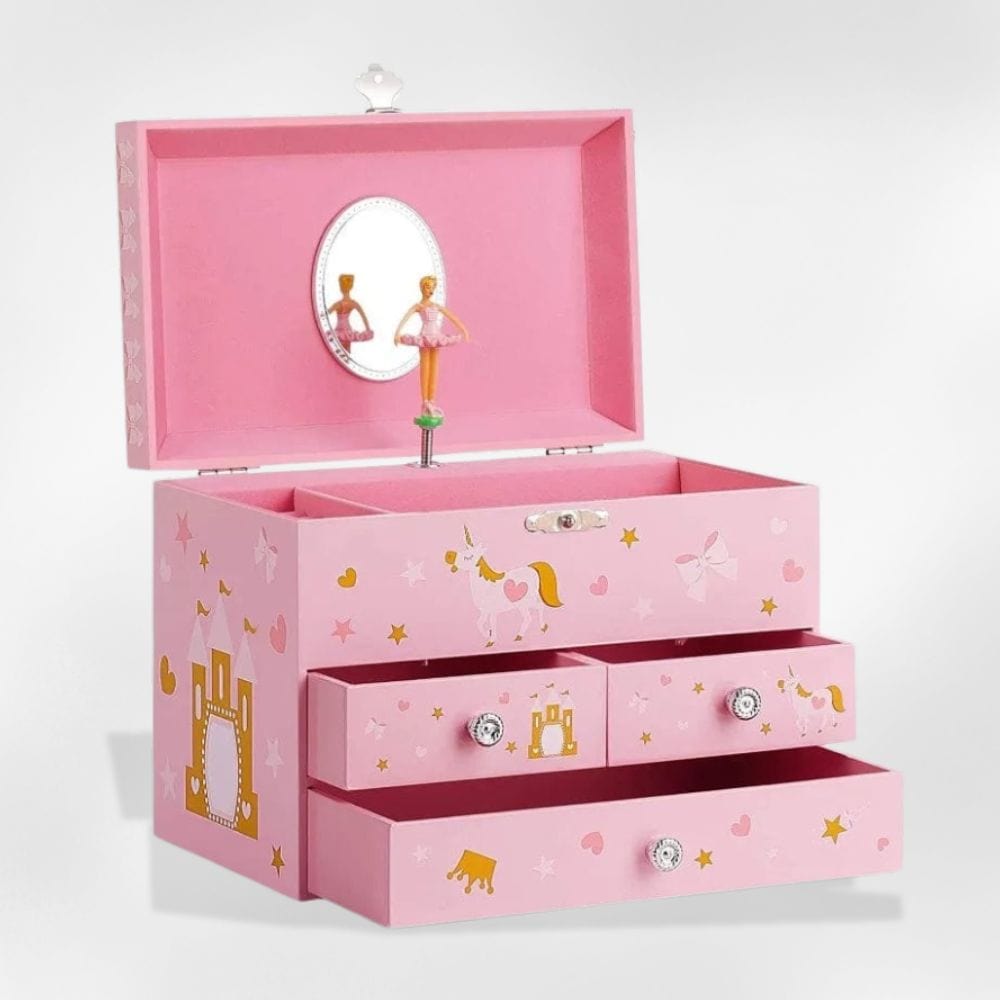 Boîte à Bijoux Bois Musicale Château Enfant