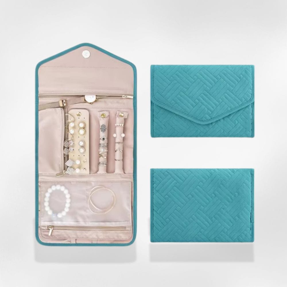 Boîte à Bijoux Velours Organisateur Cyan