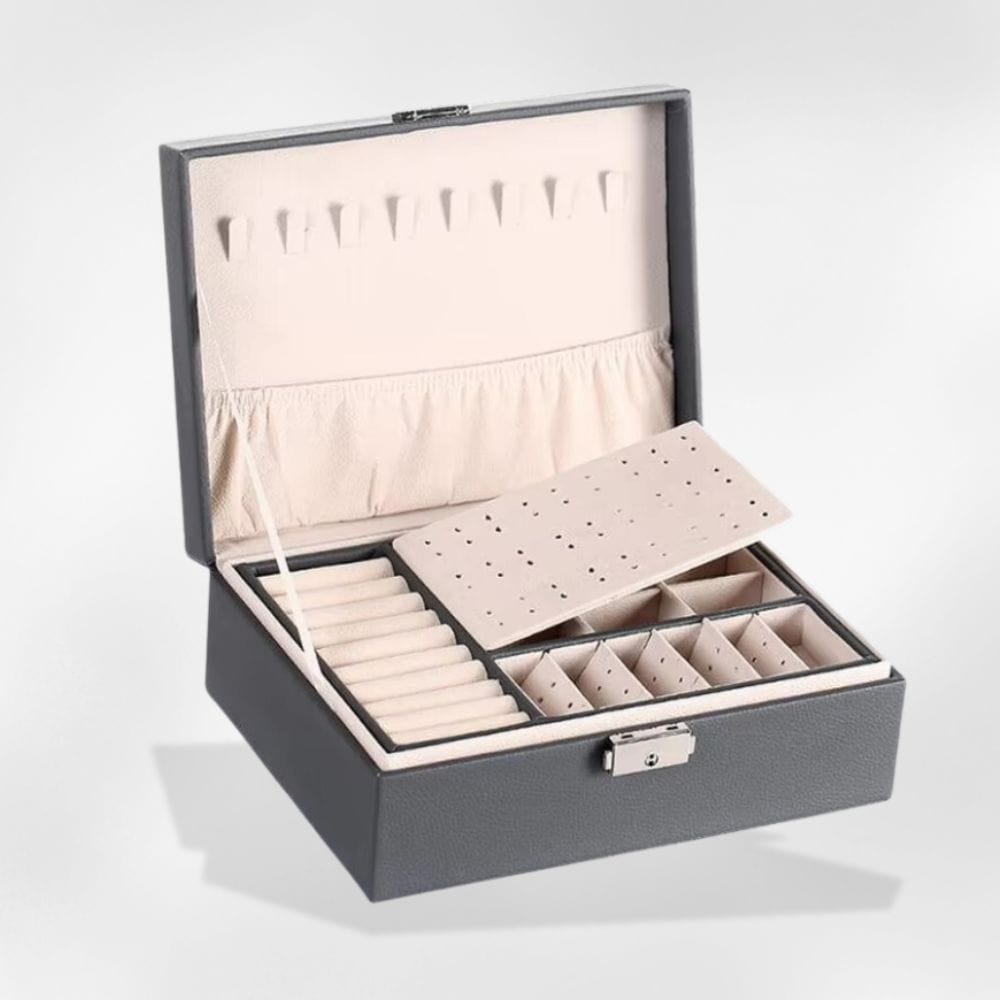 Boîte à Bijoux Cuir Compartiments Flanelle