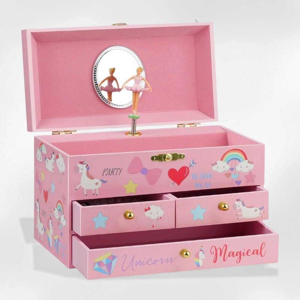 Boîte à Bijoux Bois Musicale Licorne Enfant