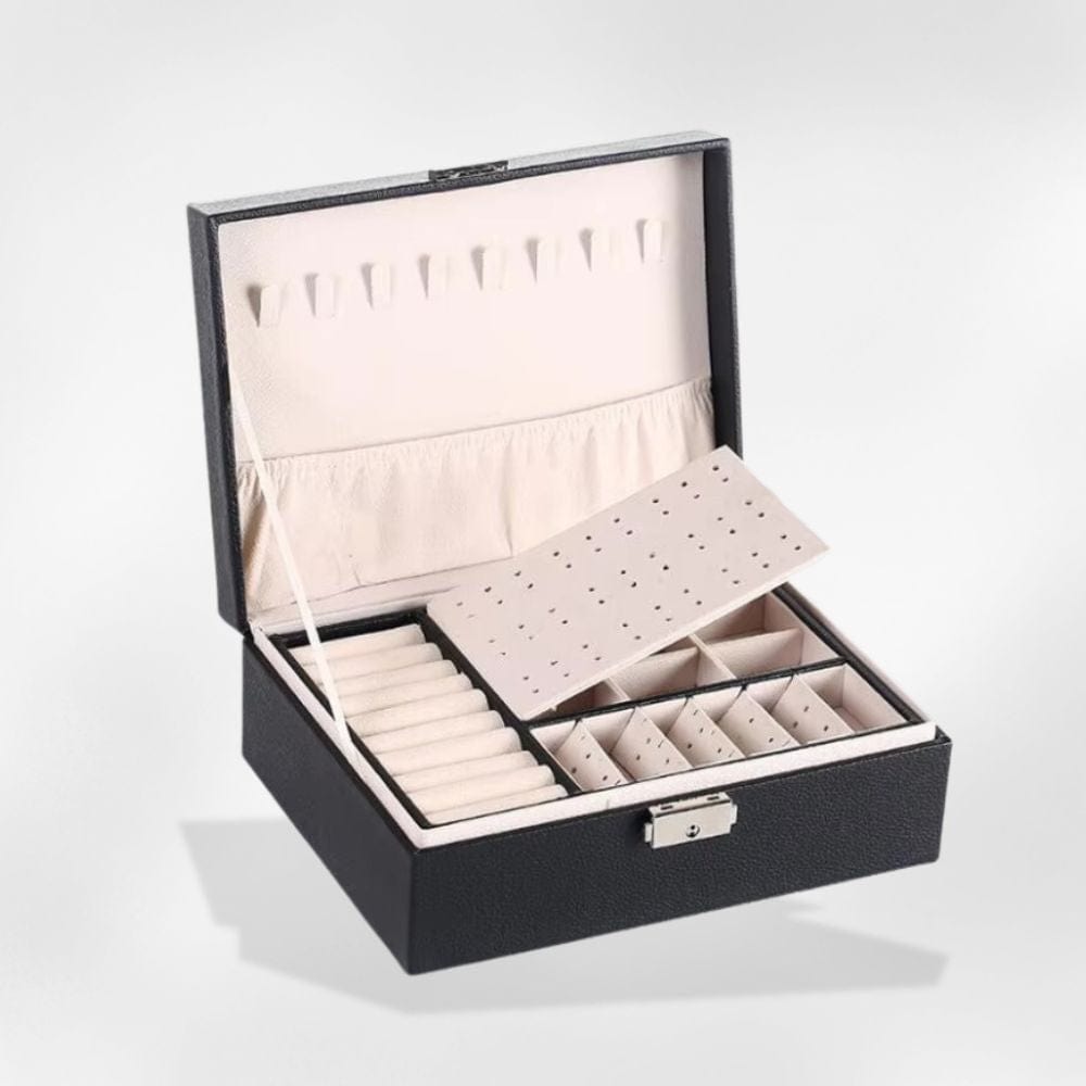 Boîte à Bijoux Cuir Compartiments Flanelle