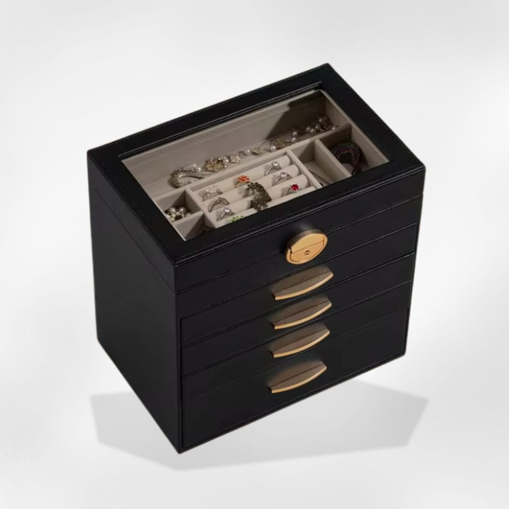 Boîte à Bijoux Bois Moderne 3 Tiroirs Velours
