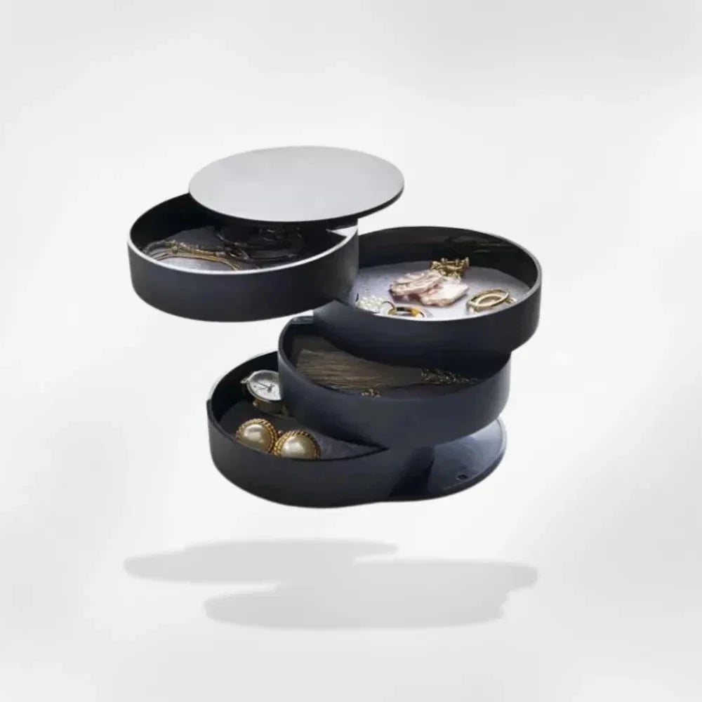 Boîte Rangement Bijoux Velours Pivotants 360 Tiroirs