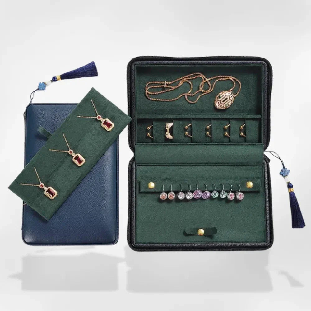 Pochette Bijoux Cuir Voyage Compartimentée