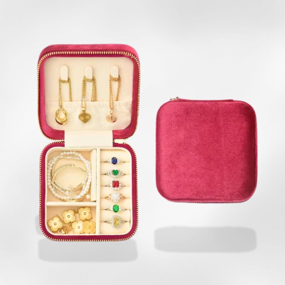 Boîte à Bijoux Carrée Velours Rose