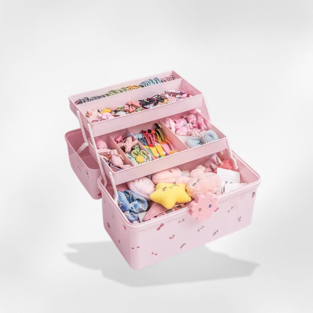 Boîte à Bijoux Bois Fillette Rose Vue Latérale
