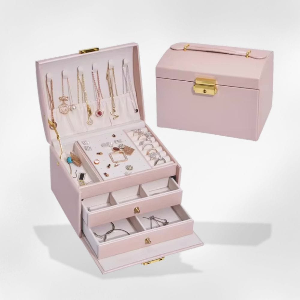 Boîte à Bijoux Cuir Luxueuse Rose