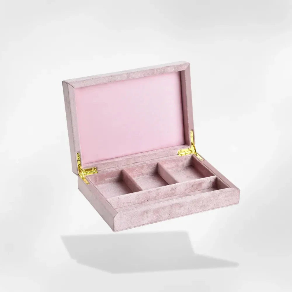 Boîte à Bijoux Fille Velours Rose Bleu Compartiments