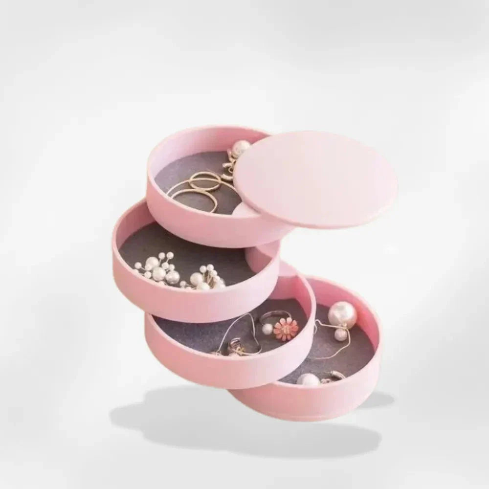 Boîte Rangement Bijoux Velours Pivotants 360 Tiroirs