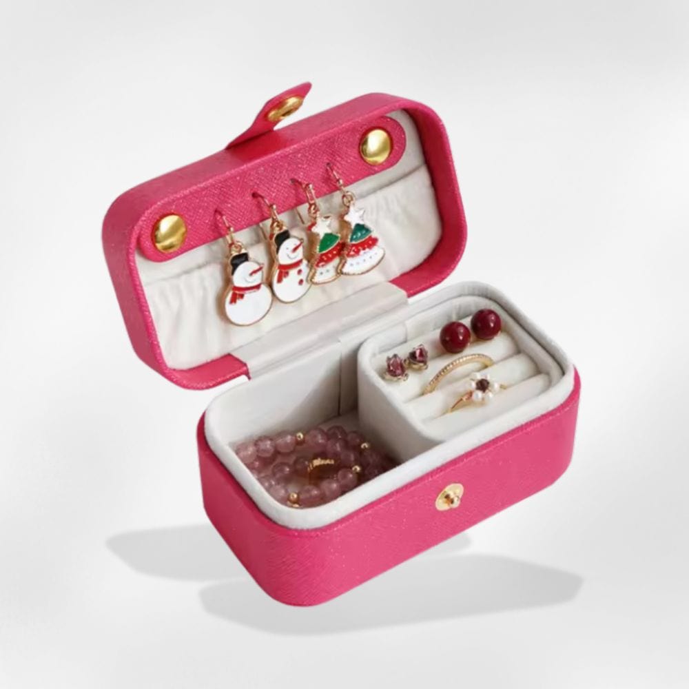 Boîte à Bijoux Plastique Voyage Rose-Rouge